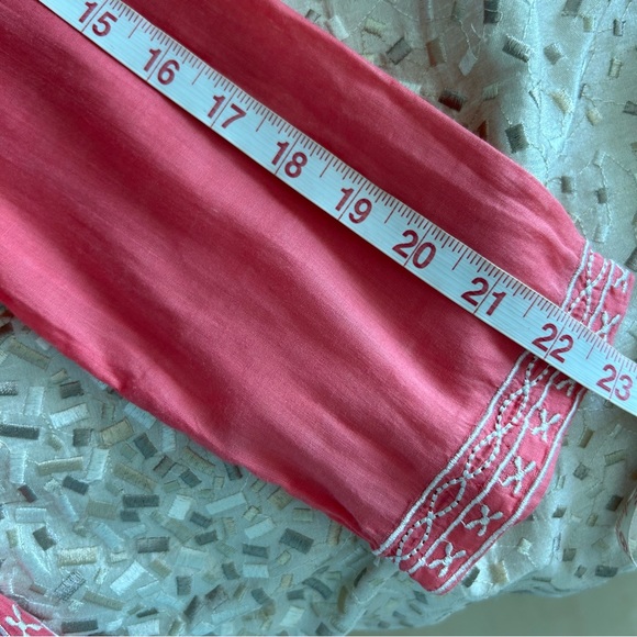 Zara Basic Coral Orange Swim Cover Up Tunic Dress Sz S Caftan White Embroidery - Picture 10 of 11